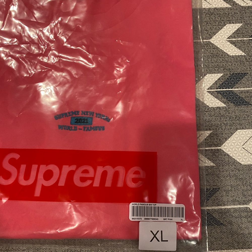 Supreme World Famous SS embroidered Bright Pink XL - Picture 9 of 16